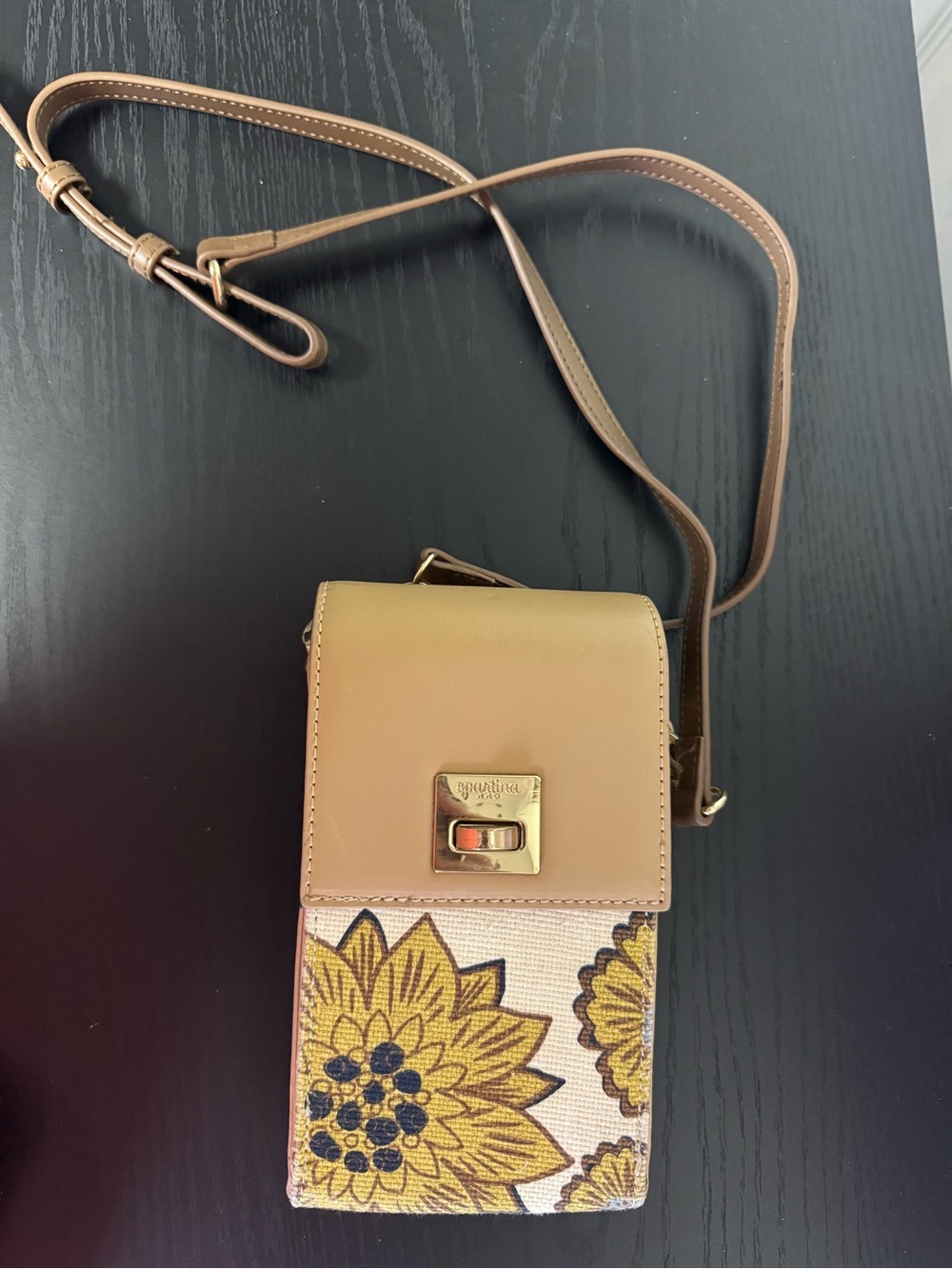 Spartina 449 Sunflower Linen Leather Phone Crossbody Bag